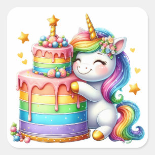 Adesivo Quadrado Bonito Unicorn Stickers