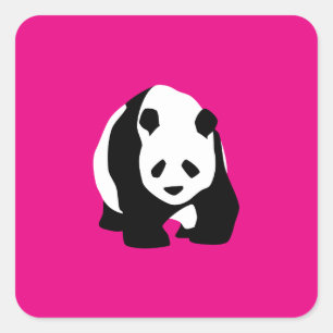 Adesivo Quadrado Bonito Urso Panda Quente Rosa Fresco Zoológico de