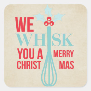 Adesivo Quadrado Bonito Whisk Um Feliz Natal