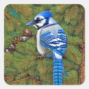 Adesivo Quadrado Bonito Wilderness Blue Jay