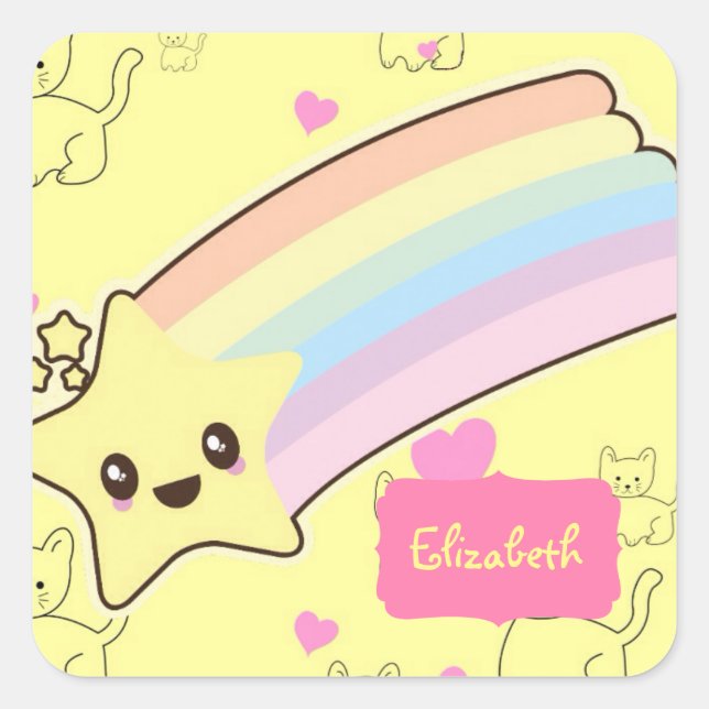 Adesivo Quadrado Bonitos presentes para gatos-filhotes (Frente)