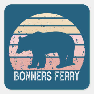 Adesivo Quadrado Bonners Ferry Idaho Retro Bear