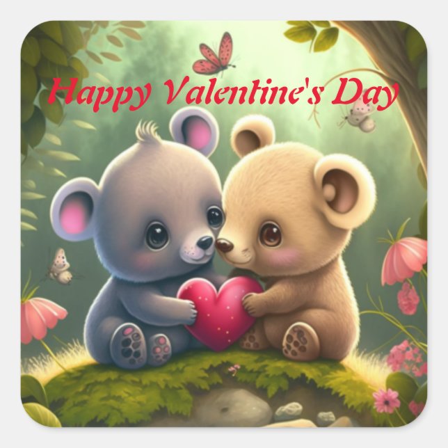 Adesivo Quadrado Bons animais apaixonados (Frente)