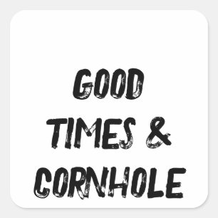 Adesivo Quadrado Bons Tempos & Cornhole 🌽