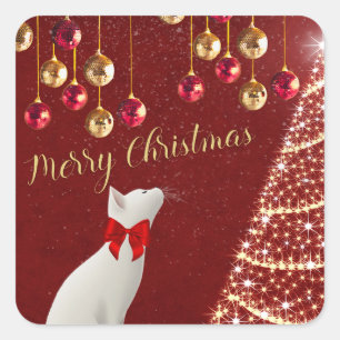 Adesivo Quadrado Bons Vinhetas de Natal Feliz