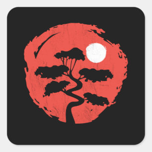 Adesivo Quadrado Bonsai Tree Japonês Zen Mestre Budista