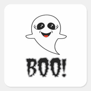Adesivo Quadrado Boo! Bonito Halloween Por Lucas Retro Classic