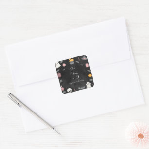 Adesivo Quadrado Boo! Festa de aniversário de criança Spooktacular