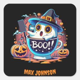 Adesivo Quadrado Boo! Halloween - Assustador É Laranja Real