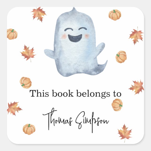 Adesivo Quadrado Boo - Placa do chá de fraldas (Frente)