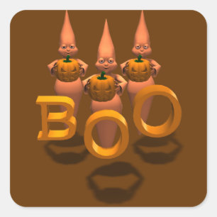 Adesivo Quadrado Boo! Três Fantasias