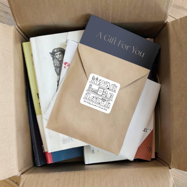 Adesivo Quadrado Book Club Name Personalized  (Criador carregado)