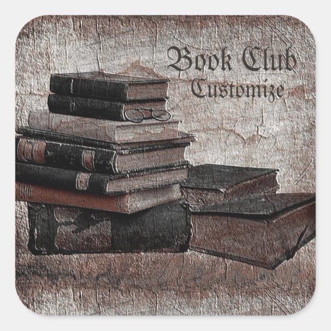 Adesivo Quadrado Book Lovers Vintage Book Club (Frente)