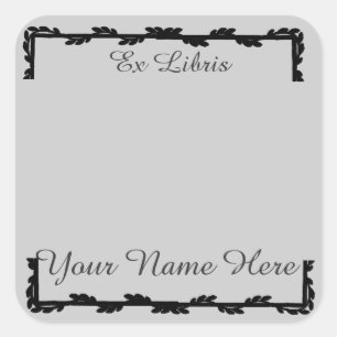 Adesivo Quadrado Bookplate básico, liso, simples