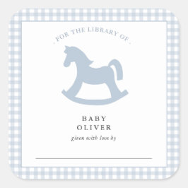 Adesivo Quadrado Bookplate do bebê Gingham