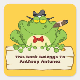 Adesivo Quadrado Bookplate do sapo do gangster