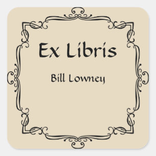 Adesivo Quadrado Bookplate francês retro clássico