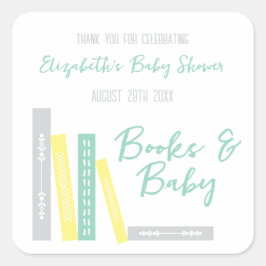 Adesivo Quadrado Books Baby Shower