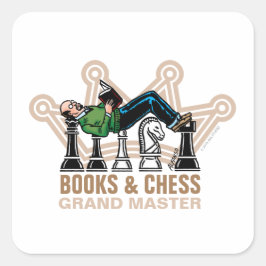 Adesivo Quadrado Books & Chess Grand Master Square Sticker