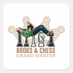 Adesivo Quadrado Books & Chess Grand Master Square Sticker