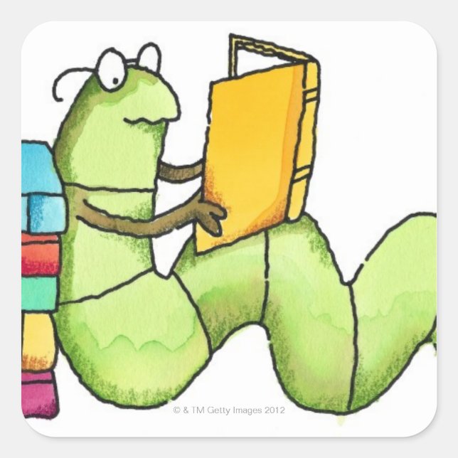 Adesivo Quadrado Bookworm (Frente)