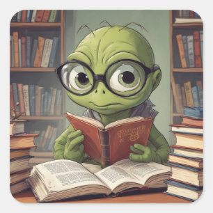 Adesivo Quadrado Bookworm