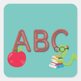 Adesivo Quadrado Bookworm ABC