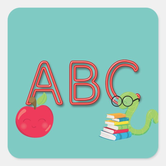 Adesivo Quadrado Bookworm ABC (Frente)