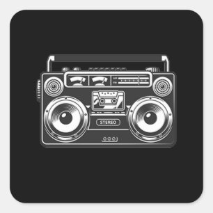 Adesivo Quadrado Boombox vintage anos 80 retro música hip hop rap n