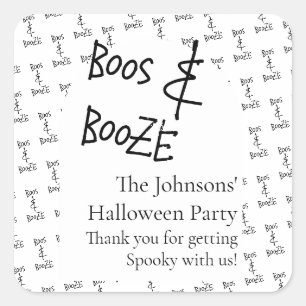 Adesivo Quadrado Boos e Booze Halloween Minimamente Obrigado