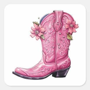 Adesivo Quadrado Boot Howdy, Moça Rosa Quente