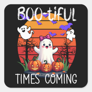Adesivo Quadrado Bootiful Times Brevemente, Cartoon Kawaii Ghosts