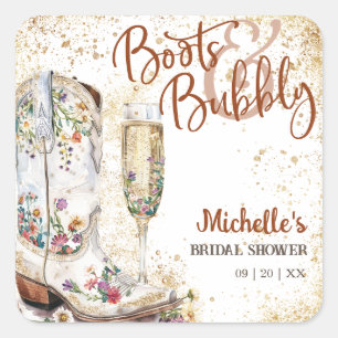 Adesivo Quadrado Boots and Bubble Western Brid Wild West Country