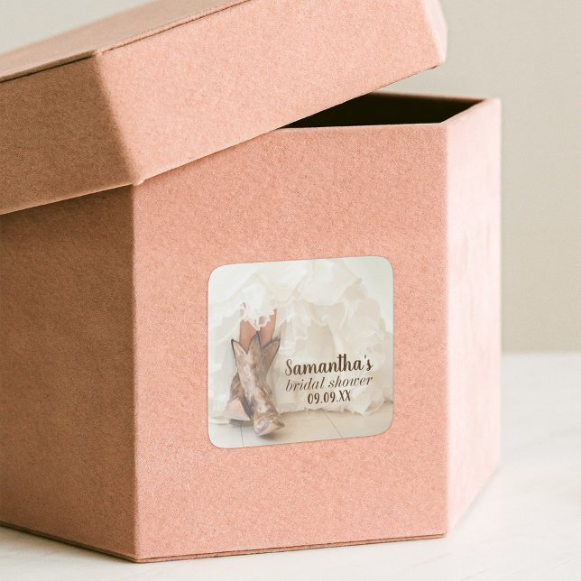 Adesivo Quadrado Boots & Bubble Texas Bride no Chá de panela Boots (Criador carregado)