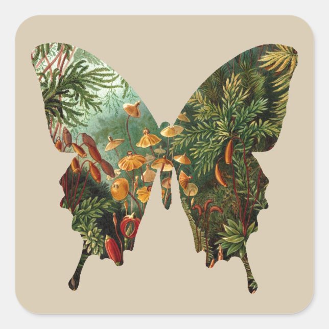 Adesivo Quadrado Borboleta abstrato (Frente)