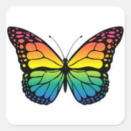 Adesivo Quadrado Borboleta arco-íris