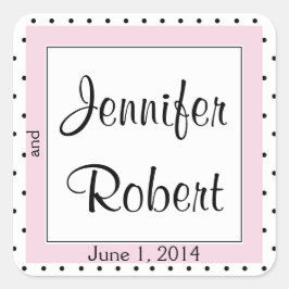 Adesivo Quadrado Borboleta bolinhas Posh Envelope Selo de Casamento