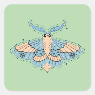 Adesivo Quadrado Borboleta Celestial Caprichosa — Azul Suave e Pêss