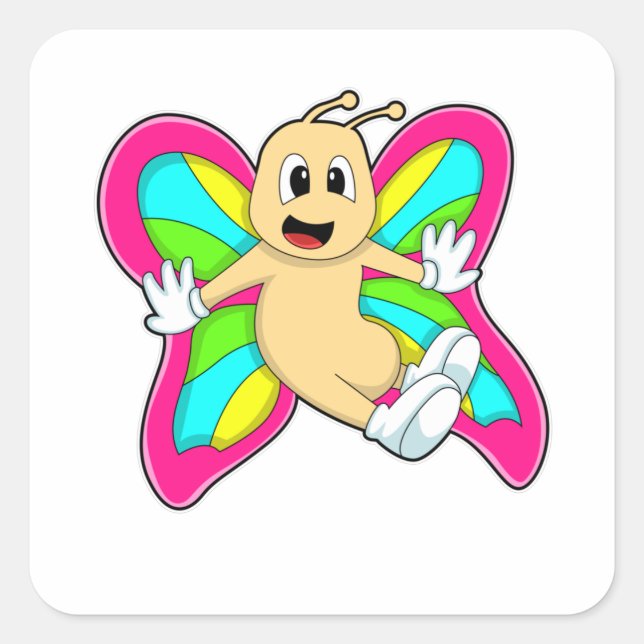 Adesivo Quadrado Borboleta colorida (Frente)