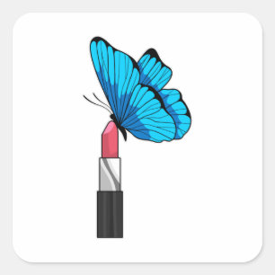 Adesivo Quadrado Borboleta com Lipstick