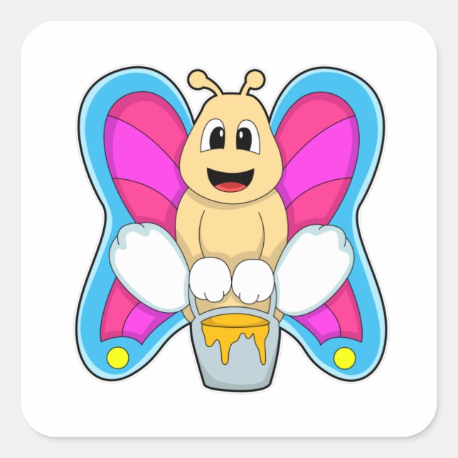 Adesivo Quadrado Borboleta com mel (Frente)