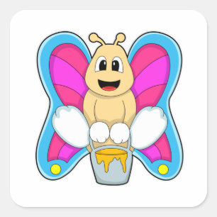 Adesivo Quadrado Borboleta com mel