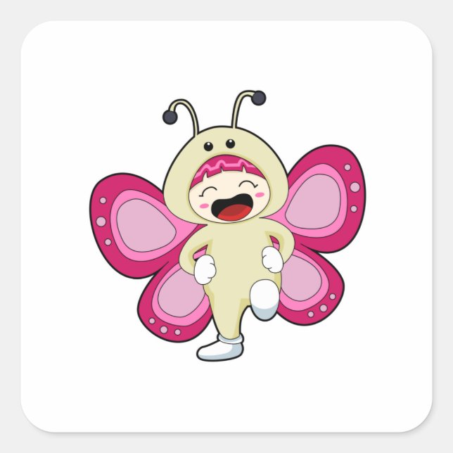 Adesivo Quadrado Borboleta com roupa (Frente)