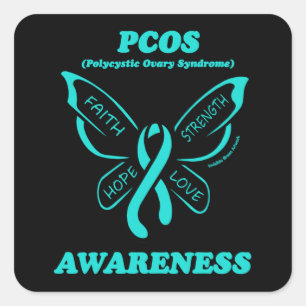Adesivo Quadrado Borboleta/Consciência...PCOS