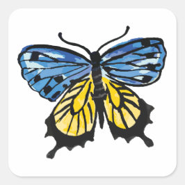 Adesivo Quadrado Borboleta de bandeira ucraniana