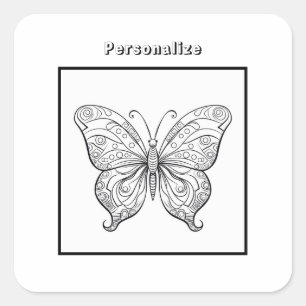 Adesivo Quadrado Borboleta de cores personalizada