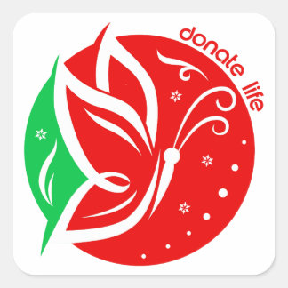 Adesivo Quadrado Borboleta do Doar Vida Natal de Conscientização do