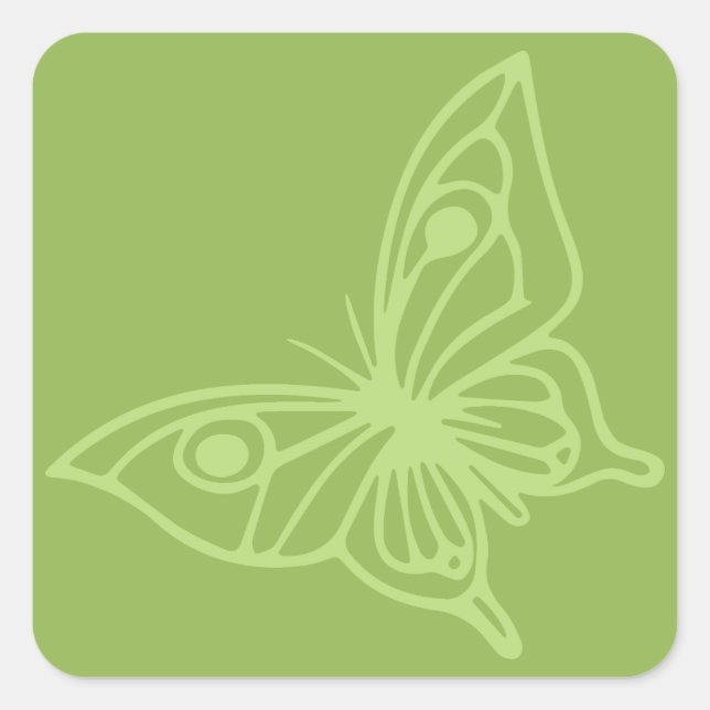 Adesivo Quadrado Borboleta do Jardim Verde (Frente)