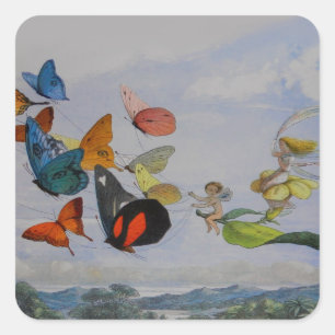 Adesivo Quadrado Borboleta e Fada Rainha Borboletas Fairies