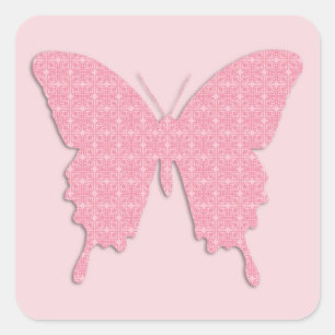 Adesivo Quadrado Borboleta em impressão de papel de parede - rosa